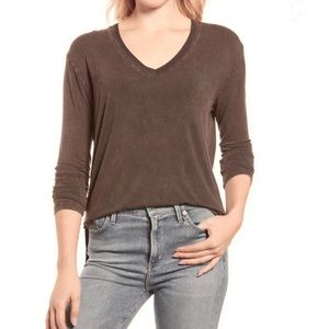 Treasure & Bond Long Sleeve Brown Mineral Wash Vintage Style Tee Shirt Medium